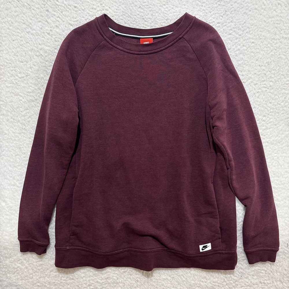 Nike Sweater Women's‎ Size Large Crewneck Pockets 923255-681 Burgundy Sweatshirt